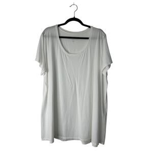 Pure Jill Scoop Neck Elliptical Tee Size 2X White Pima Cotton Short Sleeve